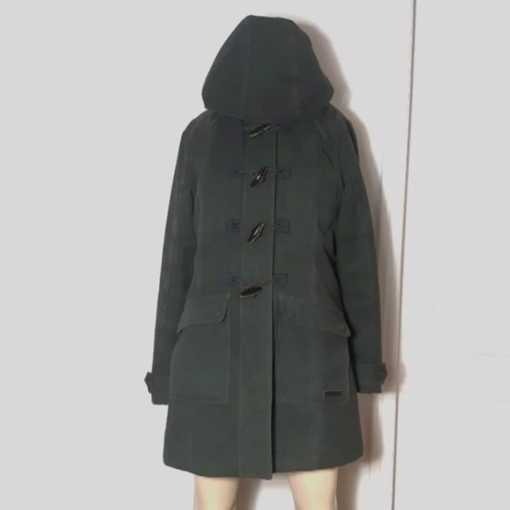 Merrell Forest Green Hooded Toggle Pea Coat